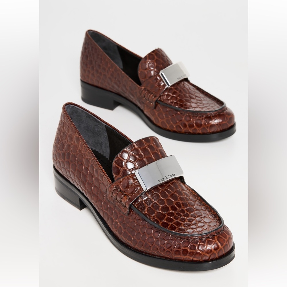 !NEW! Rag & Bone Canter Loafers - Crocodile-Embossed